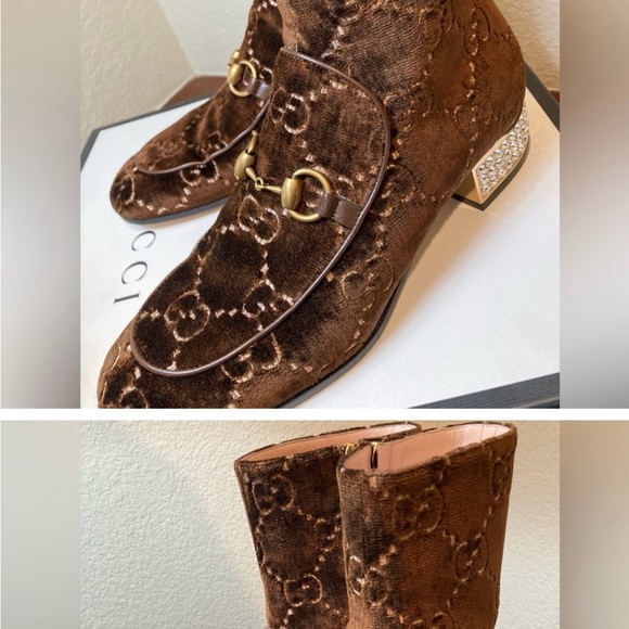 Gucci luxury velvet crystal booties size 8 like new rate find - Picture 1 of 5
